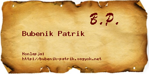 Bubenik Patrik névjegykártya